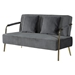 Aurelio 56" Loveseat - Grey Velvet Upholstery - Gold Metal Legs - CAB1024