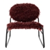 Mironne Accent Chair - Modern Industrial Slant Armchair - Claret Red Plush Upholstery - Black Iron Legs