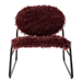 Mironne Accent Chair - Modern Industrial Slant Armchair - Claret Red Plush Upholstery - Black Iron Legs - CAB1028