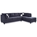 Kaidairis 111" Sectional Sofa with Pocketed Coil and Foam Seating - Black Microfiber Upholstery - CAB1030