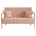 Sienna Vita 58" Loveseat - Beige Green Pink Upholstery - Solid Wood Frame - Stainless Steel Gold Legs - Includes 2 Throw Pillows