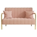 Sienna Vita 58" Loveseat - Beige Green Pink Upholstery - Solid Wood Frame - Stainless Steel Gold Legs - Includes 2 Throw Pillows - CAB1031