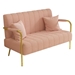 Sienna Vita 58" Loveseat - Beige Green Pink Upholstery - Solid Wood Frame - Stainless Steel Gold Legs - Includes 2 Throw Pillows - CAB1031