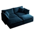 Umbriel 76" Sofa - 4-Piece Sectional with 2 Ottomans - Blue Chenille Fabric - Solid Wood Frame