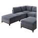 Luxuria 107" Sectional 7-Piece Sofa Set with 2 Corner Wedges, 3 Armless Chairs, and 2 Ottomans - Ash Grey Chenille Fabric - Wood Legs - CAB1037