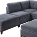 Luxuria 107" Sectional 7-Piece Sofa Set with 2 Corner Wedges, 3 Armless Chairs, and 2 Ottomans - Ash Grey Chenille Fabric - Wood Legs - CAB1037