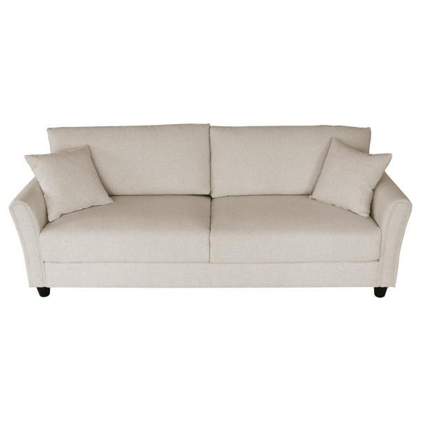 Aurum Avenue 85" Sofa - 3 Seater Beige Linen Fabric Upholstery 