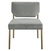 Velara Accent Chair - Grey Faux Leather Upholstery - Golden Metallic Finish Frame