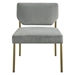 Velara Accent Chair - Grey Faux Leather Upholstery - Golden Metallic Finish Frame - CAB1046