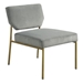 Velara Accent Chair - Grey Faux Leather Upholstery - Golden Metallic Finish Frame - CAB1046