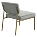 Velara Accent Chair - Grey Faux Leather Upholstery - Golden Metallic Finish Frame - CAB1046