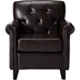 Waterford Tufted Club Chair - Brown Bonded Leather Upholstery