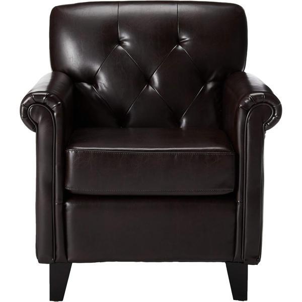 Waterford Tufted Club Chair - Brown Bonded Leather Upholstery 