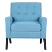 Oxford Row Accent Chair - Button Tufted Blue Fabric Upholstery - Brown Wood Tone Legs - CAB1065