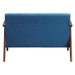 Riley 45" Loveseat - Navy Blue Fabric Upholstery - Medium Brown Finish Rubberwood Legs - CAB1067