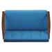 Riley 45" Loveseat - Navy Blue Fabric Upholstery - Medium Brown Finish Rubberwood Legs - CAB1067