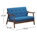 Riley 45" Loveseat - Navy Blue Fabric Upholstery - Medium Brown Finish Rubberwood Legs - CAB1067