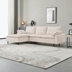 Oasis 99" L-Shaped Sectional Sofa with Right Chaise - Beige Linen - Cherry Stained Rubberwood Legs