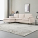 Oasis 99" L-Shaped Sectional Sofa with Right Chaise - Beige Linen - Cherry Stained Rubberwood Legs - CAB1069