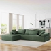 Sterling 108" Modern Sectional Sofa Bed - 4 Seater Reversible with 6 Pillows - Green Chenille - Cherry Stained Rubberwood Legs - CAB1070