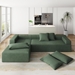 Sterling 108" Modern Sectional Sofa Bed - 4 Seater Reversible with 6 Pillows - Green Chenille - Cherry Stained Rubberwood Legs - CAB1070