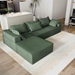 Sterling 108" Modern Sectional Sofa Bed - 4 Seater Reversible with 6 Pillows - Green Chenille - Cherry Stained Rubberwood Legs - CAB1070