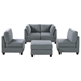 Eastham 5-Piece Loveseat Set - Gray Linen-like Fabric Upholstery - Wood Frame - CAB1074