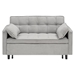 Havenbrook Essentials 55" Loveseat with Pull Out Bed - Light Gray Corduroy Fabric - Solid Wood Frame and Black Feet - CAB1075