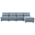 Zion Peak 120" Sectional Sofa with Reversible Chaise - 5 Seater Armless L-Shaped Couch - Blue Loop Yarn Fabric