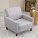 Aurora Cove Single Sofa Chair - 32" - Light Grey Fabric Upholstery - Solid Wood Frame and Legs - CAB1081