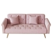 Aurora Luxe 69" Loveseat Sofa Bed with Throw Pillow - Pink Velvet Upholstery - Gold Metal Legs - CAB1084