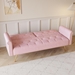 Aurora Luxe 69" Loveseat Sofa Bed with Throw Pillow - Pink Velvet Upholstery - Gold Metal Legs - CAB1084