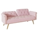 Aurora Luxe 69" Loveseat Sofa Bed with Throw Pillow - Pink Velvet Upholstery - Gold Metal Legs - CAB1084