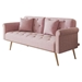 Aurora Luxe 69" Loveseat Sofa Bed with Throw Pillow - Pink Velvet Upholstery - Gold Metal Legs - CAB1084