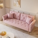 Aurora Luxe 69" Loveseat Sofa Bed with Throw Pillow - Pink Velvet Upholstery - Gold Metal Legs - CAB1084