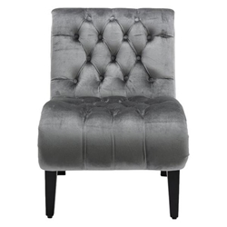 Zenda Accent Chair - Silver Finish Frame - Dark Brown Faux Leather Upholstery - Solid Wood Frame 