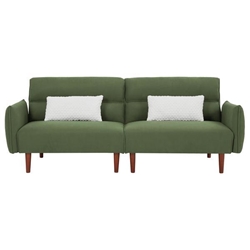 Harvest Haven 80" Convertible Futon Sofa Bed - Green Corduroy Fabric - Solid Wood Frame and Legs 