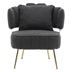 Calanthia Accent Chair - Black Boucle Upholstery - Golden Metal Frame and Legs