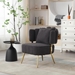 Calanthia Accent Chair - Black Boucle Upholstery - Golden Metal Frame and Legs - CAB1092