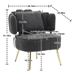 Calanthia Accent Chair - Black Boucle Upholstery - Golden Metal Frame and Legs - CAB1092