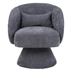 Arlington Swivel Accent Chair - Dark Gray Linen Upholstery - Wooden Base with 360-Degree Swivel