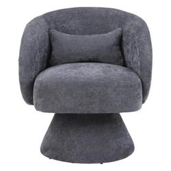 Arlington Swivel Accent Chair - Dark Gray Linen Upholstery - Wooden Base with 360-Degree Swivel 