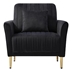 Thornton Accent Chair - Black Velvet Upholstery - Metal Legs