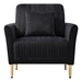 Thornton Accent Chair - Black Velvet Upholstery - Metal Legs - CAB1096