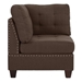 Bristol Hills 32" Corner Sofa Wedge - Black Coffee Fabric  - Tufted Cushion and Nailheads - CAB1103