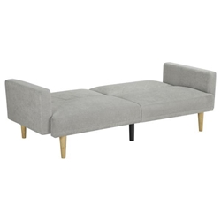 Xavi 76" Multi-Functional Futon Sofa Bed - Grey Snowflake Velvet Fabric Upholstery - Tapered Wood Legs 