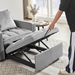 Veloce 35" Three-in-One Sofa Bed Chair - Grey Velvet  - White Eucalyptus Wood Frame - CAB1108