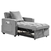 Veloce 35" Three-in-One Sofa Bed Chair - Grey Velvet  - White Eucalyptus Wood Frame - CAB1108