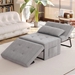 Umbria 72" 4-in-1 Multi-Functional Sofa Bed - Light Gray Fabric Upholstery - Oak Wood Frame - CAB1122