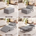 Umbria 72" 4-in-1 Multi-Functional Sofa Bed - Light Gray Fabric Upholstery - Oak Wood Frame - CAB1122